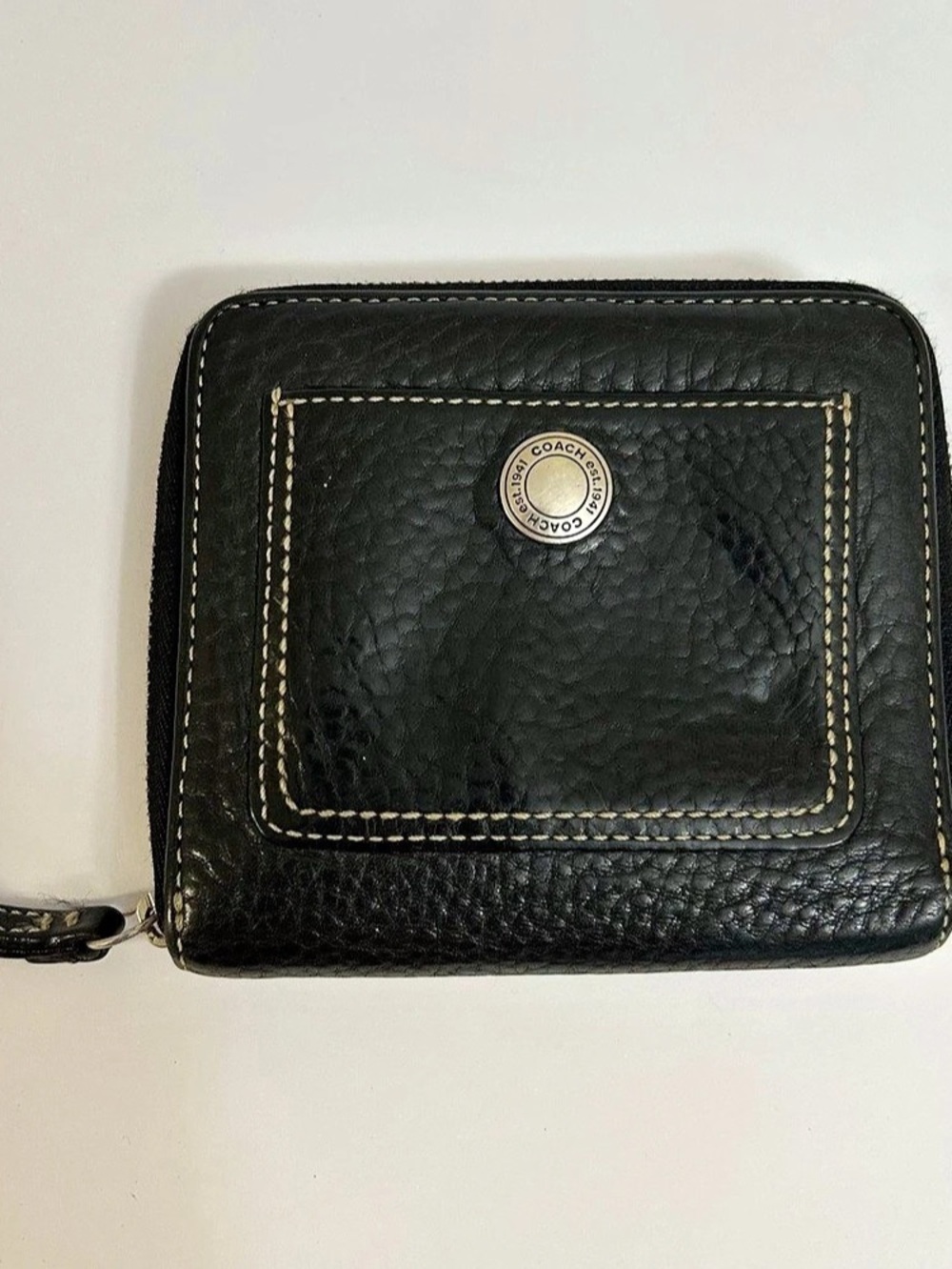 Vintage COACH Pebbled Leather Zip Around Wallet with Front Pocket
